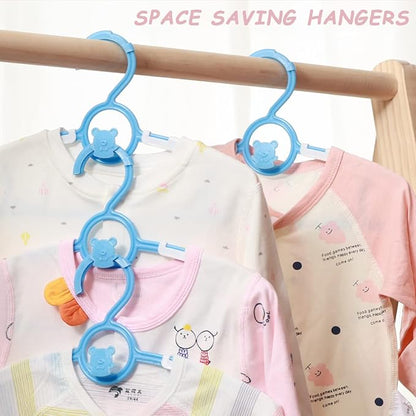 Baby Hangers for Nursery Closet 60 Pack Plastic Kids Clothes Hanger Space Saving Non Slip Extendable Toddler 11-14” Adjustable Hangers Heavy Duty Clothing Infant Hanger Bulk, Blue