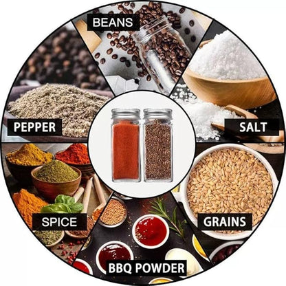 24 Pack Glass Spice Jars with Label, Empty Spice Bottles with Metal Caps and Shaker Lids, Kitchen Seasoning Containers Set, Seasoning Organizer Set for Spice Rack (24 Pack)