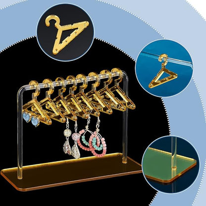 PH PandaHall Earring Holder Stand, Cloth-Horse Shape Jewelry Display Gold Dangle Earring Hanging Organizer Acrylic Ear Studs Display Rack for Retail Show Personal Exhibition, 2.3x5.9x4.2inch