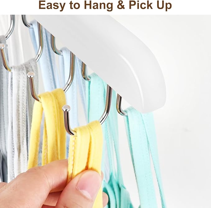Resovo Bra Hanger for Closet, Tank Top Hanger 20 Hooks Capacity Foldable Wood Space Saving Hangers Closet Organizers and Storage for Dorm & Apartment for Tank Top, Bra, Scarf etc.