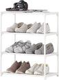 4-Tier Small Shoe Rack Space Saving Shoe Shelf Storage Organizer for Entryway Hallway Closet Bathroom Garage,Stackable Shoe Stand(White)