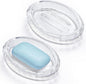 MDLUU 2-Pack Glass Bar Soap Dish, Sponge Holder Case, Decorative Soap Saver Tray for Shower, Bathtub, Bathroom Sink, Kitchen Sink (Oval)