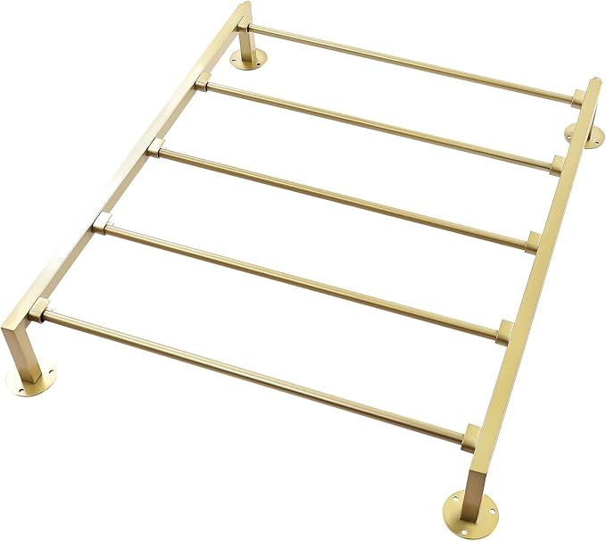 Wall Mounted Scarf Rack, 5-Tier Metal Scarves Towels Rack Wall Display Silk Ribbon Storage Organizer Gold Hijab Hanger for Flower Shop Retail Store (Gold)