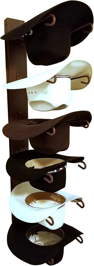 American Made 6 Hat Cowboy Hat Rack – Classic Wall Mounted Hat Holder Chisholm Trail Tan Steel