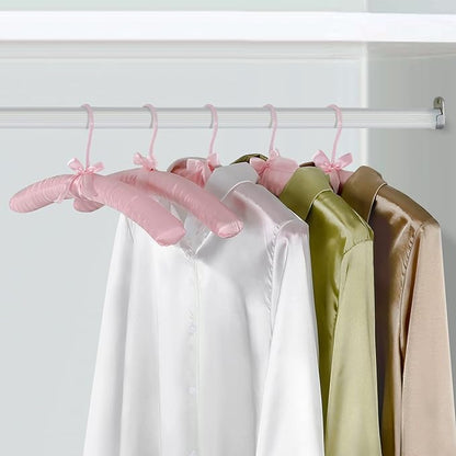 TOPIA HANGER Padded Hangers for Women Clothing,17-inch Satin Hangers 5 Pack Thick Foam Padded No Shoulder Bump for Sweaters, Coat, Blouses, Dresses-Pink,CT18P