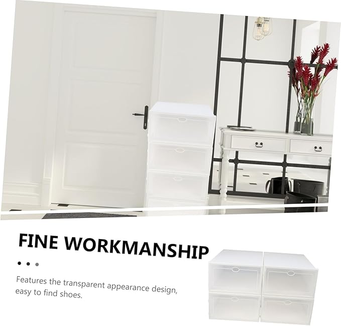 4pcs Plastic Shoe Storage Boxes Dustproof Multi-functional Organizer for Home and Dorm Simple Design Easy Access for Men Footwear