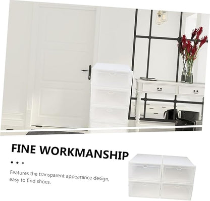 4pcs Plastic Shoe Storage Boxes Dustproof Multi-functional Organizer for Home and Dorm Simple Design Easy Access for Men Footwear
