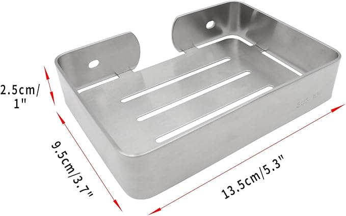 Soap Dish Stainless Steel Silver Soap Dish Holder Wall Mounted Shower Soap Holder with Screws, Sturdy Soap Dish for Bar Soap Stylish Soap Dish Holder (Medium, Silver)