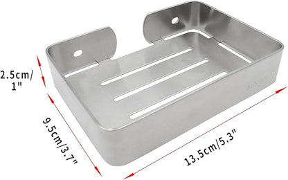 Soap Dish Stainless Steel Silver Soap Dish Holder Wall Mounted Shower Soap Holder with Screws, Sturdy Soap Dish for Bar Soap Stylish Soap Dish Holder (Medium, Silver)