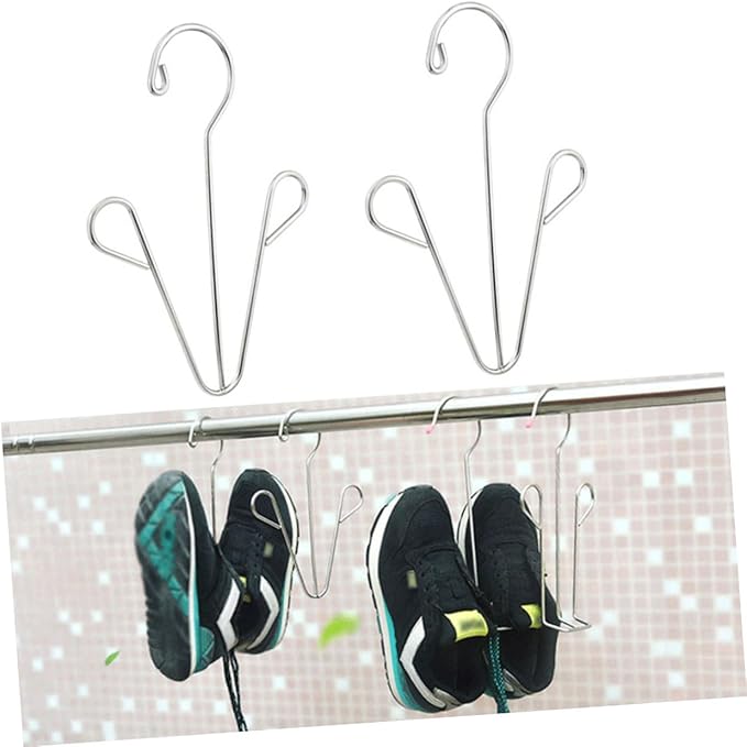 PRETYZOOM Shoe Drying Rack Set Over The Door Organizer 2pcs Stainless Steel Hangers for Shoes Drying Rack