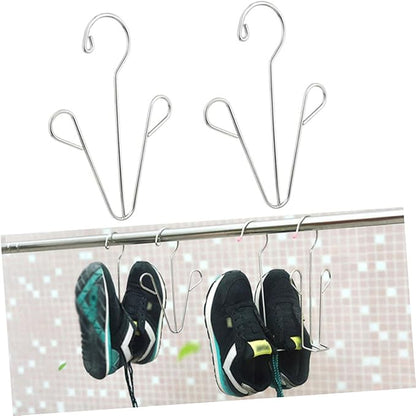 PRETYZOOM Shoe Drying Rack Set Over The Door Organizer 2pcs Stainless Steel Hangers for Shoes Drying Rack