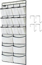 1 Pack Extra Large Hanging Over Door Shoe Organizers, Hanging Storage Shoe Rack for Closet, with 4 Hooks Shoes Holder for Closet Bedroom, 12+6Pockets White (59 x 21.6 inch)