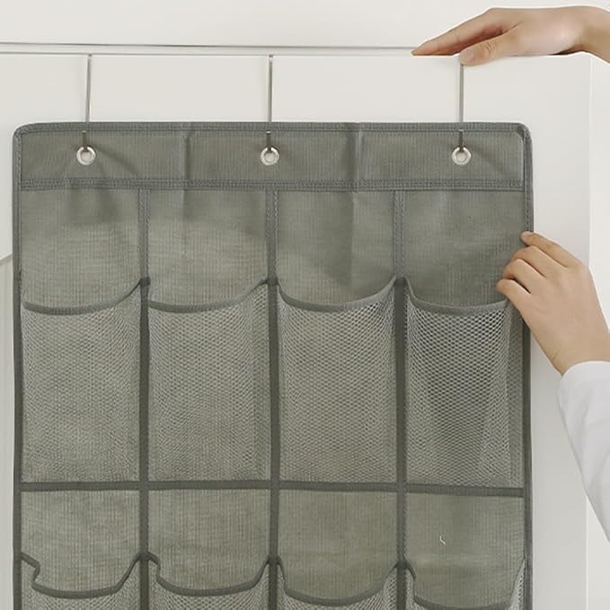 Hanging Over Door Shoe Organizer with 24 or 28 Pockets Storage Rack for Shoes Slippers Belts Scarves Accessories Home Space Saver(24 Pocket white)