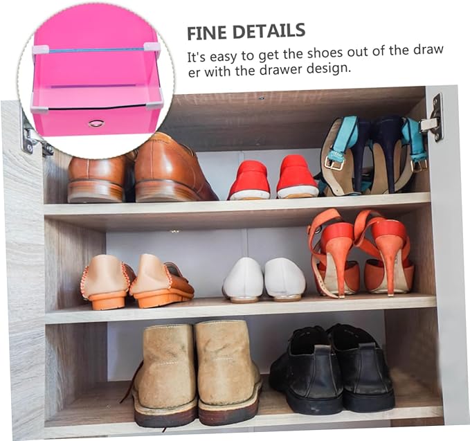 Holibanna 5Pcs Stackable Shoes Storage Organizer Boxes Transparent Plastic Shoe Cases with Drawer Design for Easy Access for Bedroom Balcony and Living Room