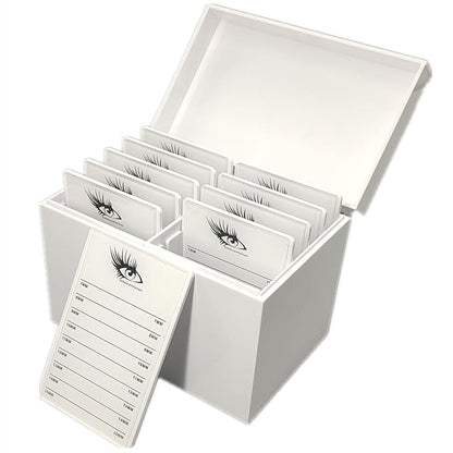 10 Layers Acrylic Eyelash Storage Box,Eyelash Holder Extension Tool,Makeup Organizer False Eyelashes Glue Pallet Holder, Grafting Eye lashes Close-Packed Display with 10 Pallets (White)