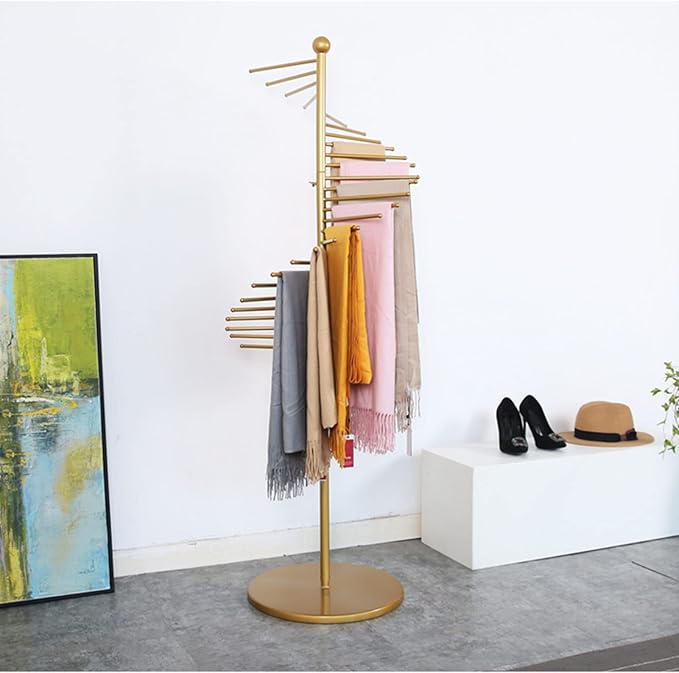 Floor-Standing Metal Spiral Scarf Display Stand, Creative Clothing Store Silk Scarf Shawl Storage Rack, Multi-Purpose Pants Rack Belt/tie Organizer Hanger Holder, Accessory Organizer Rack