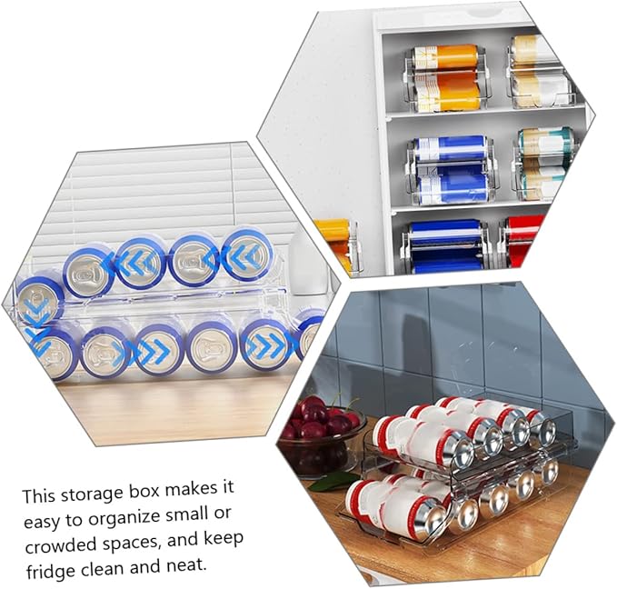MAGICLULU Double Beverage Storage Box Drink Can Organizer for Fridge Canisters Soda Can Dispenser