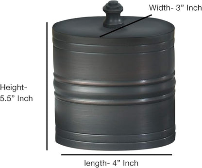 nu steel Swab/Cotton Container Bogart Canister Jar with Lid for Cosmetics and Makeup Storage, Bathroom, Countertop, Desk, and Vanity, Oil Rubbed Bronze, BG1H