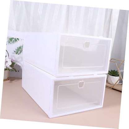 Healifty 6pcs Thickened Transparent Shoe Boxes Drawer Type Organizer for Sneakers High Heels Boots Space Saving Stackable Shoe Storage Bins with Plastic Design for Easy Viewing and Multi
