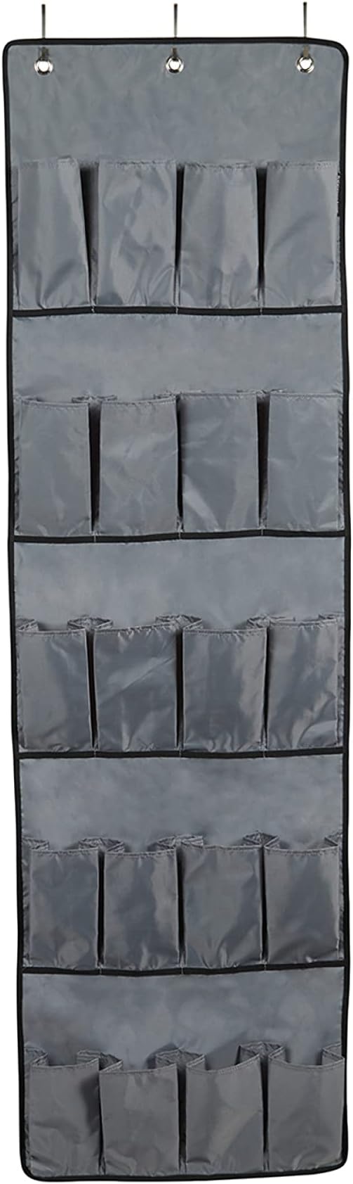 Covermates Over The Door Shoe Organizer - Heavy Duty Material, Stainless Steel Hooks, Grommets - Closet Storage, Grey