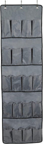 Covermates Over The Door Shoe Organizer - Heavy Duty Material, Stainless Steel Hooks, Grommets - Closet Storage, Grey