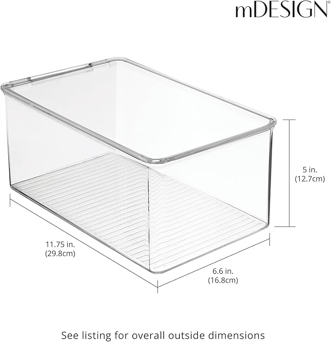 mDesign Stackable Plastic Closet Storage Container Bin Box with Hinge Lid for Organizing Shoes, Booties, Pumps, Sandals, Wedges, Flats, Heels - Lumiere Collection - 4 Pack - Clear