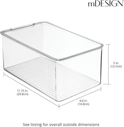 mDesign Stackable Plastic Closet Storage Container Bin Box with Hinge Lid for Organizing Shoes, Booties, Pumps, Sandals, Wedges, Flats, Heels - Lumiere Collection - 4 Pack - Clear