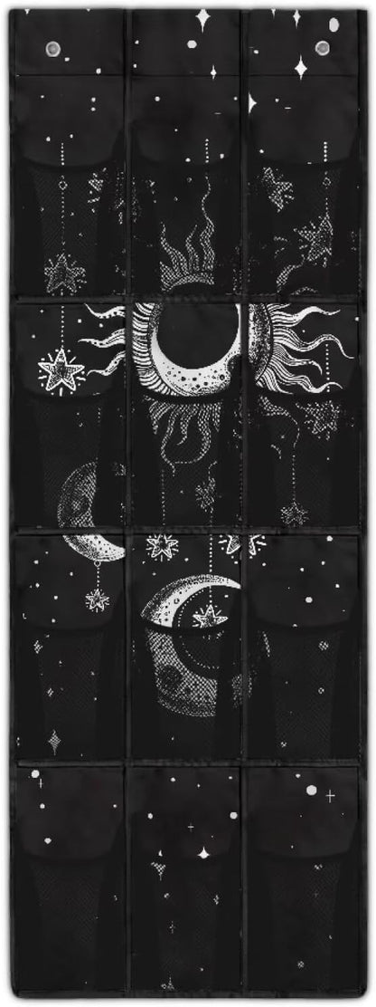 Moon Shoe Organizer Over The Door 12 Pockets Wall Hanging Storage for Living Room Large Capacity Behind Door Shoe Organizer Space Saving Multi-Funtion Storage Bag