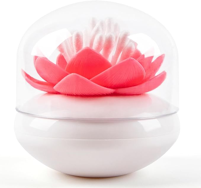 Bloss Lotus Cotton Swab Holder Q-tip Holder Cotton Bud Swabs Toothpick Organizer Dustproof Holder Home Decor - Pink For Mothers Day Gifts