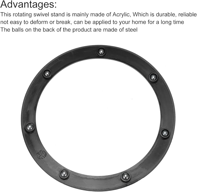 MECCANIXITY 7inch Rotating Swivel Stand with Steel Ball Bearings Annular Lazy Susan Base Turntable for Kitchen Corner Cabinets, 160 x 125mm Black Pack of 6