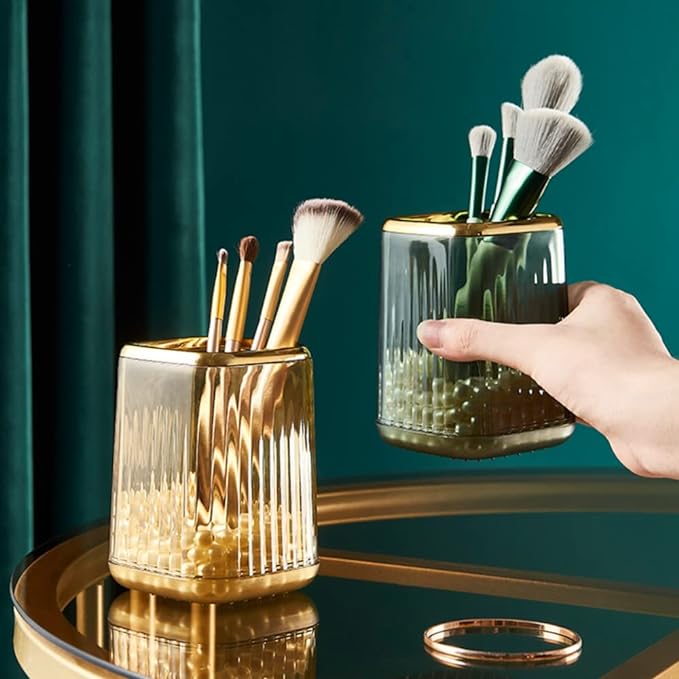 Makeup Brush Cup Holder Organizer for Vanity, Acrylic Clear Make Up Brushes Holders Container Storage with 3 Colors Available, Pen Pencil Holder Cosmetic Cup for Office Desktop Bathroom Countertop