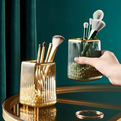 Makeup Brush Cup Holder Organizer for Vanity, Acrylic Clear Make Up Brushes Holders Container Storage with 3 Colors Available, Pen Pencil Holder Cosmetic Cup for Office Desktop Bathroom Countertop