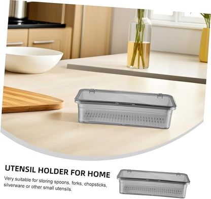 2pcs Multi-function Chopsticks Storage Box with Draining Plate Utensil Holder for Home -saving Cutlery Organizer for Spoons Forks Chopsticks
