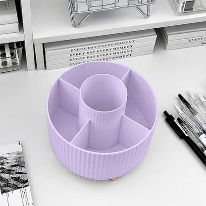 360 Degree Rotating Makeup Brush Holder Organizer Detachable Design 5 Slot Make up Brushes Cup for Cosmetics and Pencil Pen Organizer for Desk Makeup Organizer Skincare Storage for Vanity（Purple）