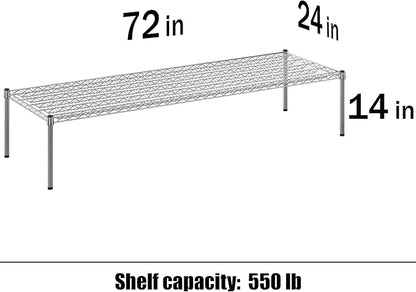 24" Deep x 72" Wide x 14" Height Wire Shelving Kit | 1-Tier | NSF Commercial Storage Rack Unit
