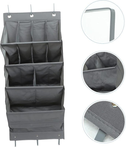 Happyyami 1Set Multi Layer Closet Hanging Pouch Over the Door Storage Organizer for Shoes Craft Supplies and Essentials Easy Install No Tools Needed Grey