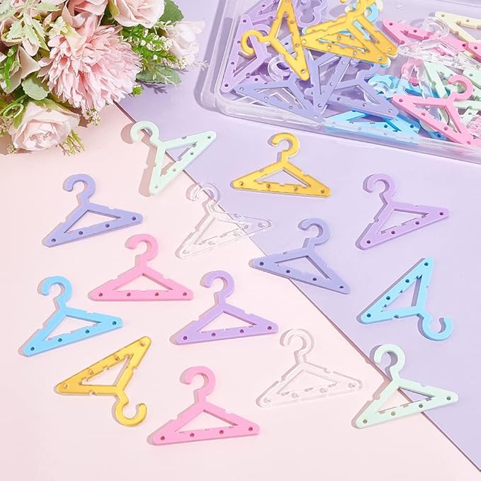 PH PandaHall 42pcs Clothes Hanger Earring Holder Necklace Mini Hanger Rack Jewelry Display Dangle Earring Hanging Organizer Acrylic Ear Studs Display Rack for Retail Show Personal Exhibition