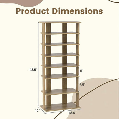 Tangkula 8-Tier Vertical Shoe Rack, Space-Saving Corner Shoe Organizer for 14 Pairs, Narrow Shoe Storage for Entryway, Front Door, or Closet