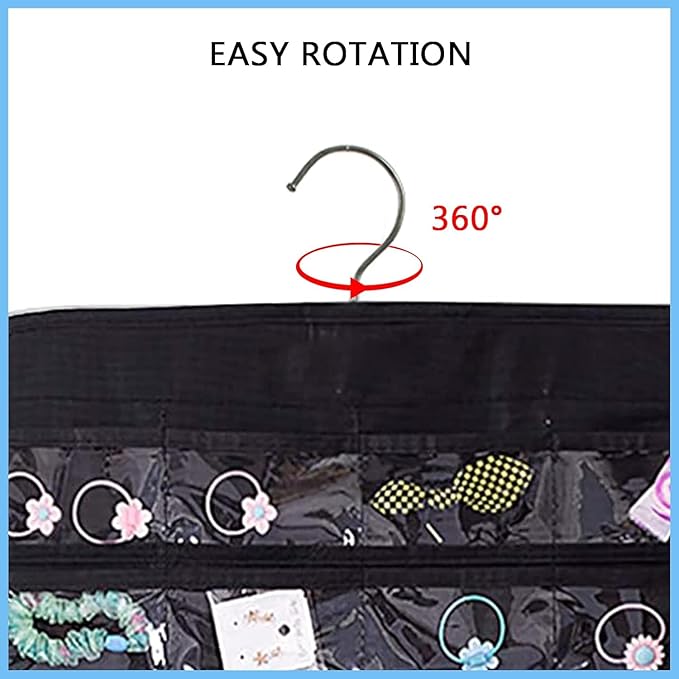 2 Pack Hanging Jewelry Organizer 80-Pocket Dual-sided Jewelry Storage for Earring Necklace Bracelet Ring Travel Holder, Black and White