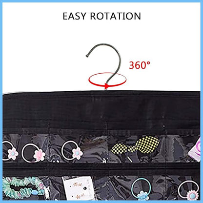 2 Pack Hanging Jewelry Organizer 80-Pocket Dual-sided Jewelry Storage for Earring Necklace Bracelet Ring Travel Holder, Black and White