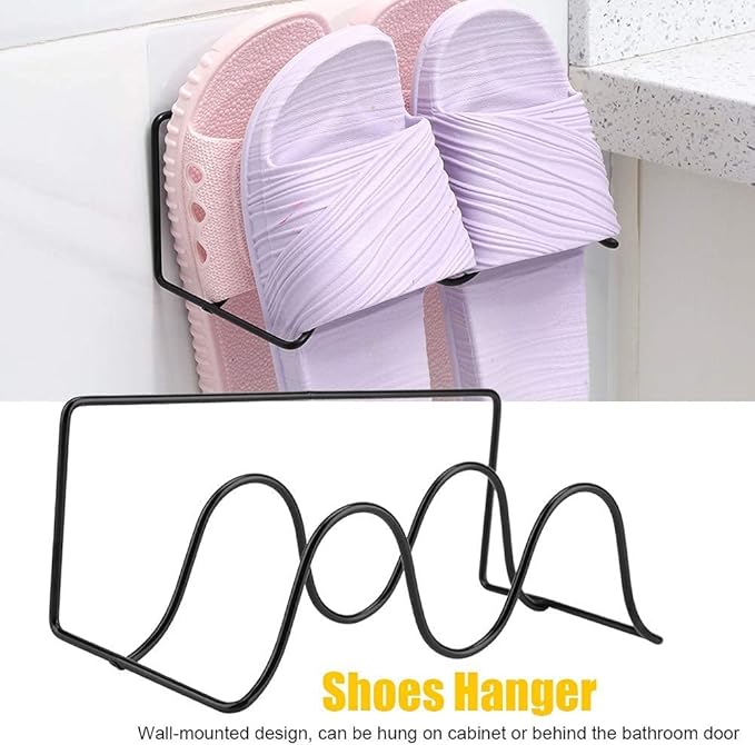 Shoes Rack, Double Layer Wall Mounted Shoes Rack Organizer Hanging Shoe Shelves Holder Hanging Over The Wall for Hanging on The Door Bathroom(White)