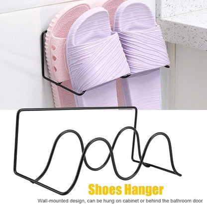Shoes Rack, Double Layer Wall Mounted Shoes Rack Organizer Hanging Shoe Shelves Holder Hanging Over The Wall for Hanging on The Door Bathroom(White)