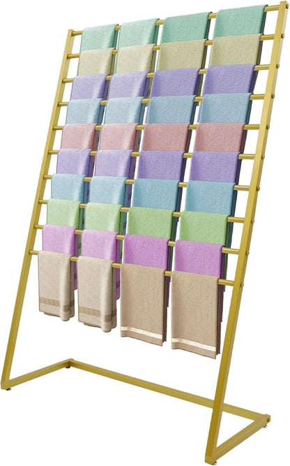 Scarf Display Stand, 10 Tier Metal Scarf Holder Organizer, Scarf Hanger Scarf Holder Scarf Organizer Belt Organizer Pants Rack Scarf Rack for Commercial Clothing Retail Store (Gold, 100cm)