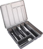 Silverware Organizer with Lid,Plastic Utensil Drawer Organizer,Covered Storage Box Flatware Cutlery Drawer Organizer,Utensil Organizer for Kitchen Drawers,Silverware Tray (Gray)