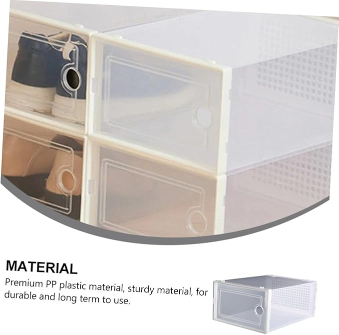 Uonlytech 2PCS Transparent Drawer Shoe Storage Boxes Stackable Plastic Organizer for Dormitory Home Use White PP Material Wear-resistant Lightweight and Space-saving Shoe Rack