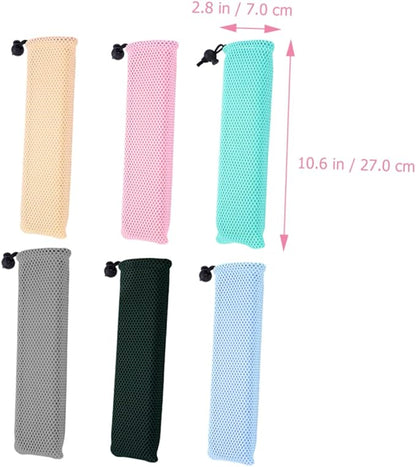 6pcs Portable Travel Utensil Bag Mesh Drawstring Case for Flatware Tableware Outdoor Camping Picnics Bbqs Everyday Use