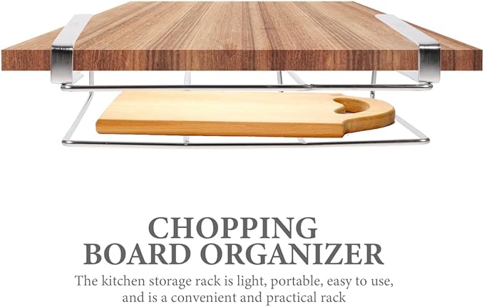 Housoutil Hanging Cutting Board Stand, Stainless Steel Chopping Board Rack, Organizer Stand Holder Cabinet Shelf Organizer Draining Rack Kitchen Storage Holder