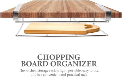 Housoutil Hanging Cutting Board Stand, Stainless Steel Chopping Board Rack, Organizer Stand Holder Cabinet Shelf Organizer Draining Rack Kitchen Storage Holder