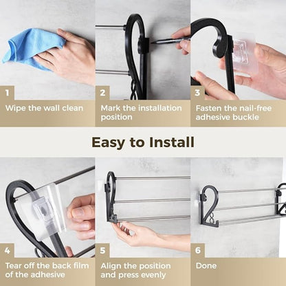 2-Piece Wall-Mounted Shoe Organizers with Adhesive Mounts, Over-The-Door Space-Saving Shoe Shelves for Entryway and Bathroom Storage