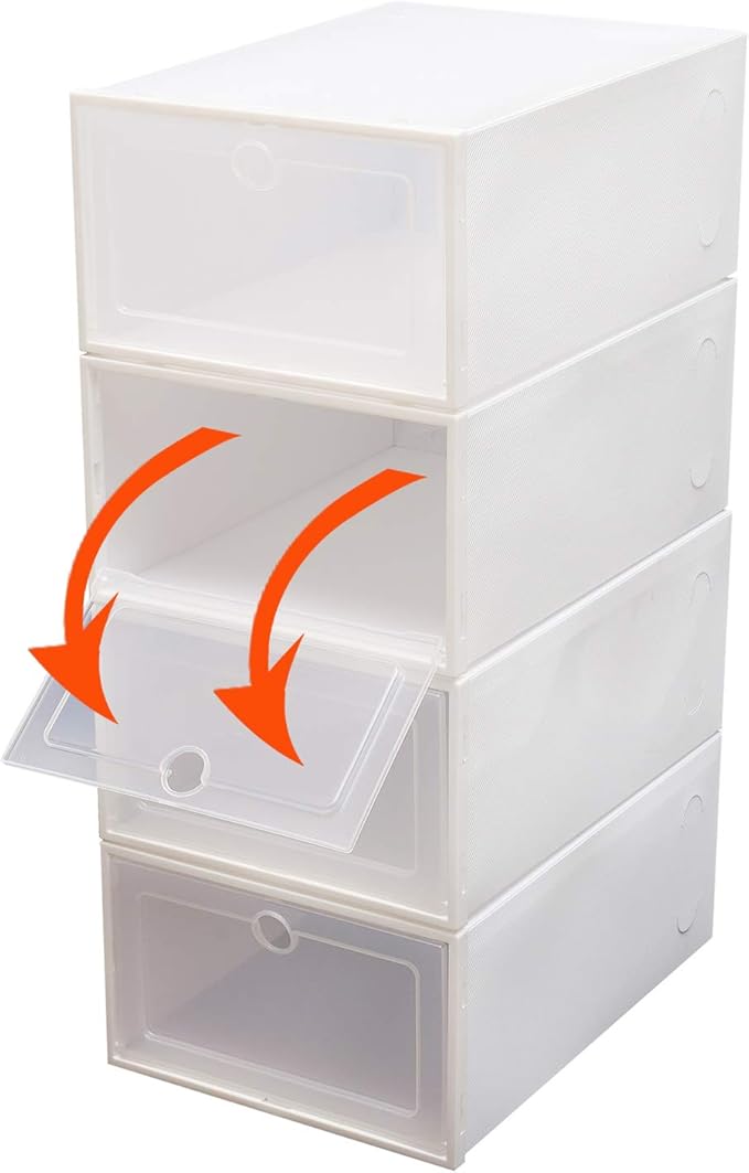Gdrasuya10 20 Plastic Stackable Shoe Box Set Foldable Storage Organizer Clear Home Organizer Rack Stack